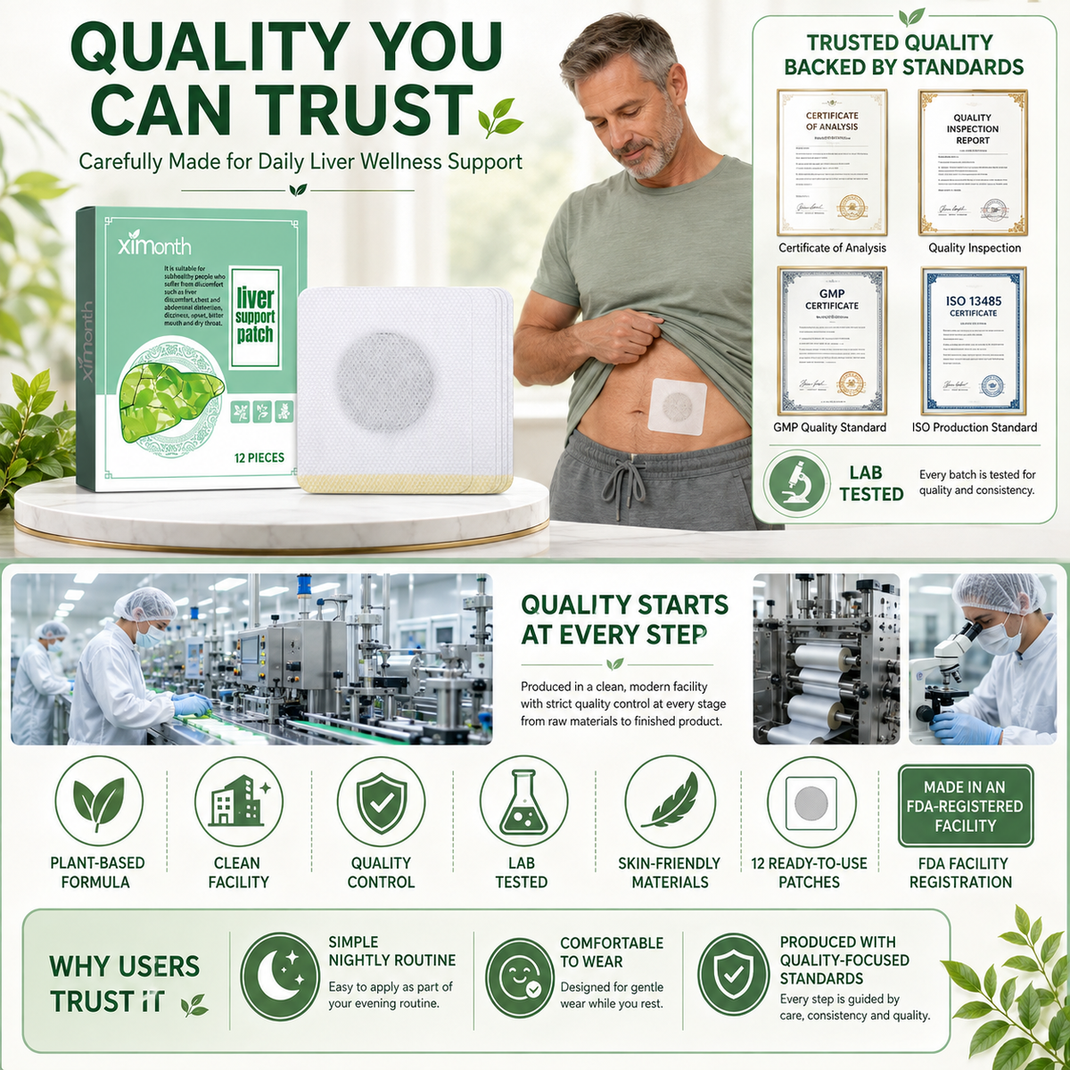 Liver Support Patch – Wake Up Refreshed with Easy Plant-Based Daily Wellness Support-JX