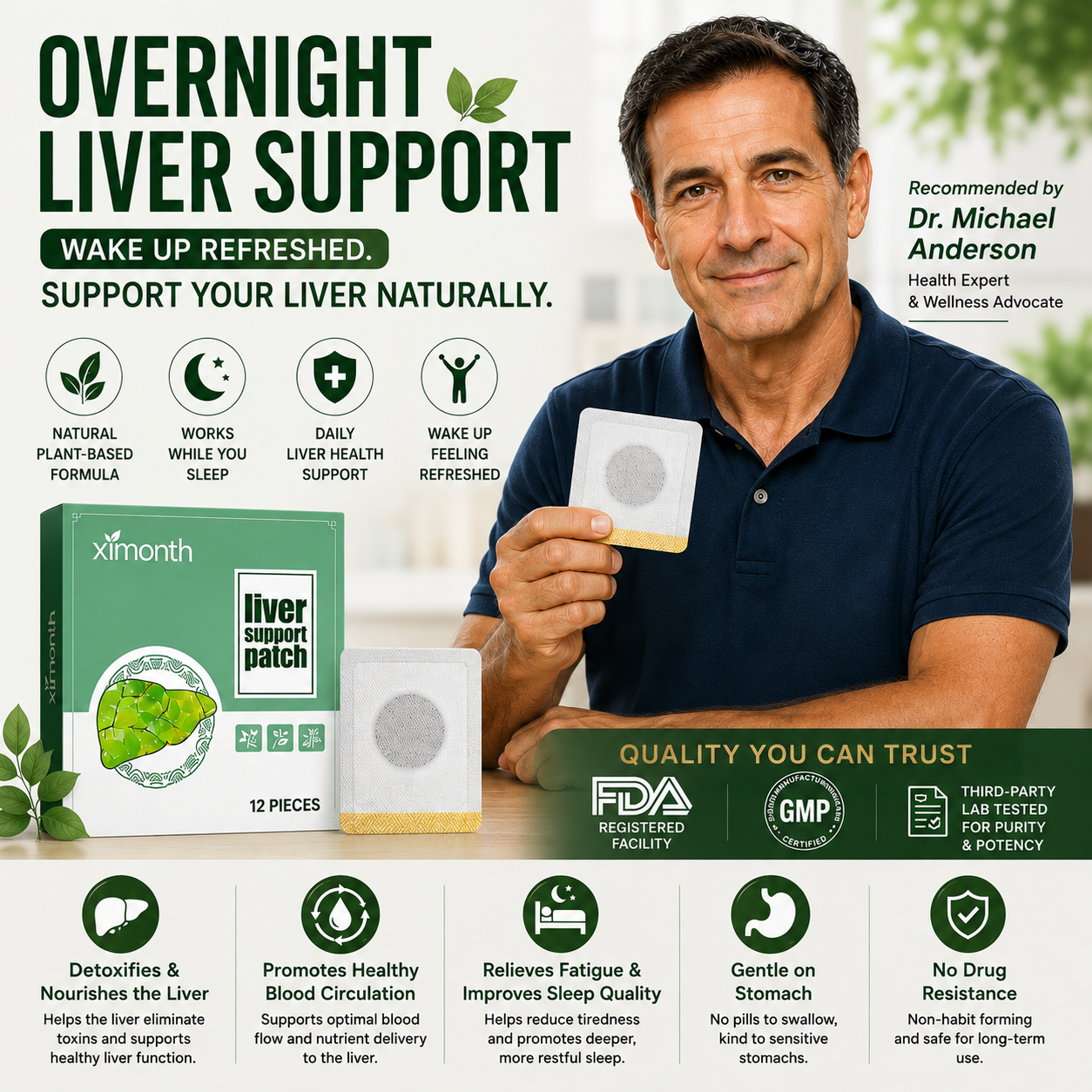 Liver Support Patch – Wake Up Refreshed with Easy Plant-Based Daily Wellness Support-JX