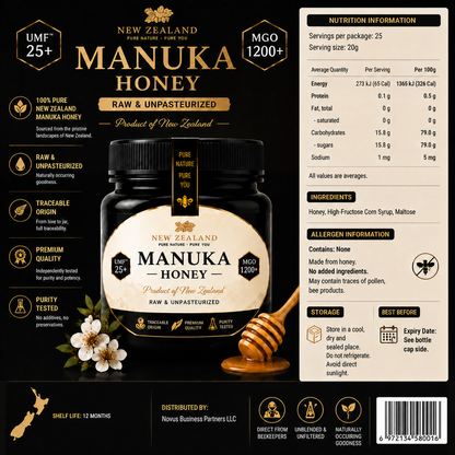 Premium New Zealand Manuka Honey UMF 25+ | MGO 1200+ – Rare, Rich & Naturally Active-JX