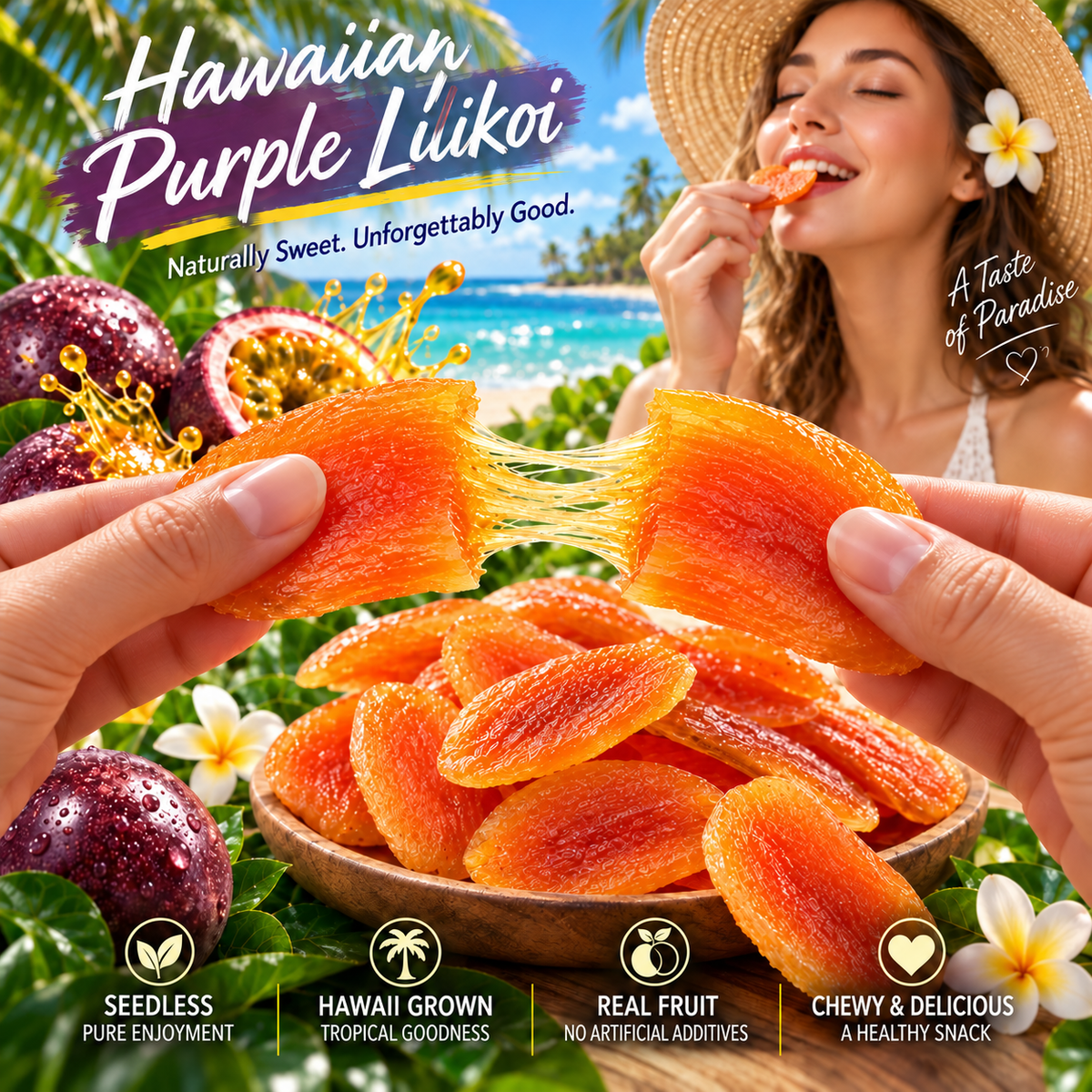 Premium Hawaiian Purple Lilikoi – Seedless Dried Passion Fruit-II