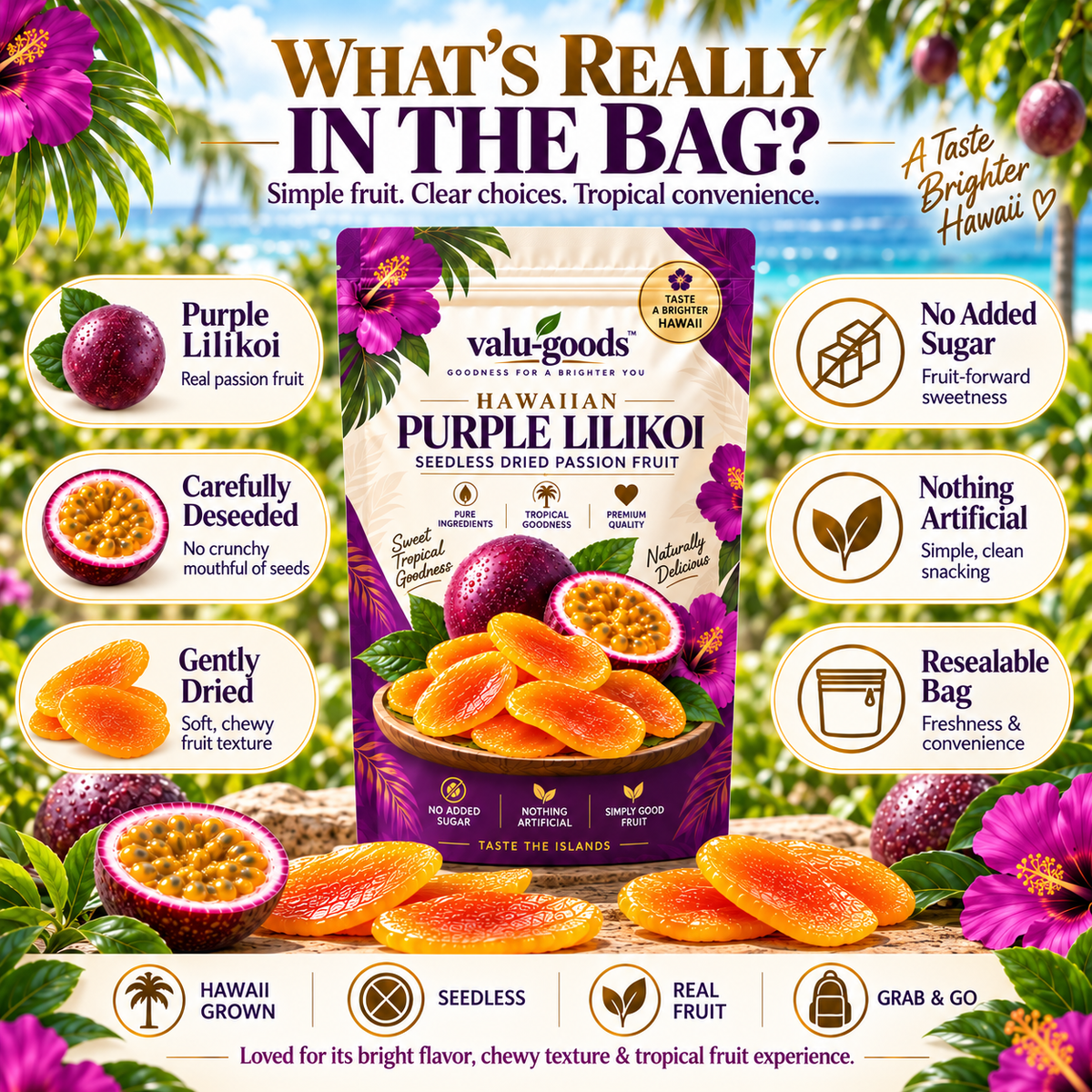 Premium Hawaiian Purple Lilikoi – Seedless Dried Passion Fruit-II