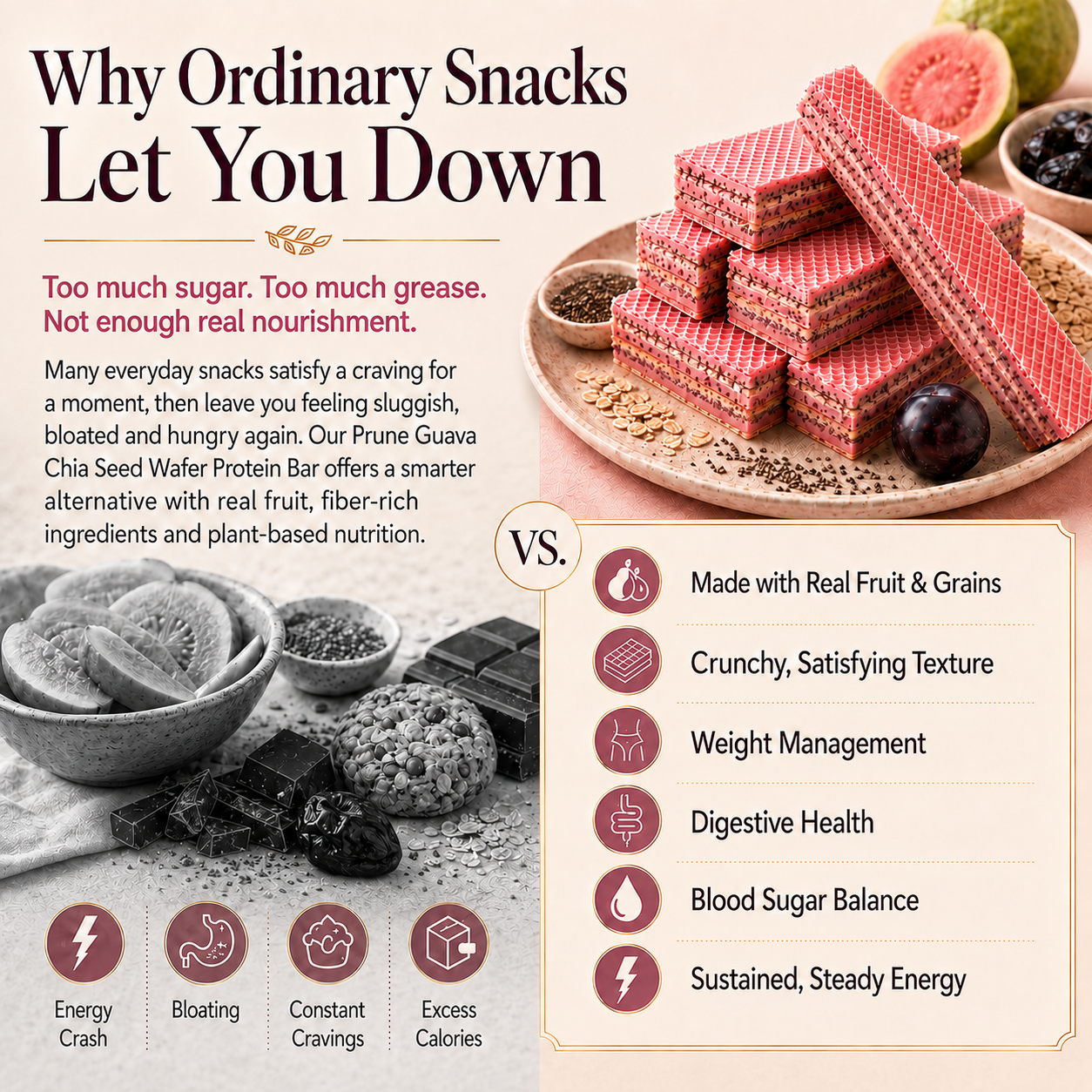 Prune & Guava Chia Seed Protein Wafer Bar-II