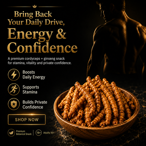 Cordyceps + Ginseng Men’s Vitality Bites – Daily Energy, Stamina & Confidence Support-JX