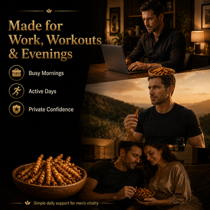 Cordyceps + Ginseng Men’s Vitality Bites – Daily Energy, Stamina & Confidence Support-JX