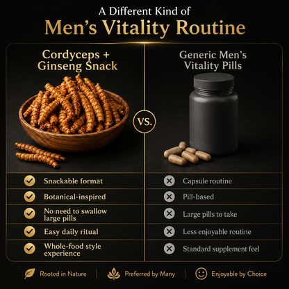Cordyceps + Ginseng Men’s Vitality Bites – Daily Energy, Stamina & Confidence Support-JX