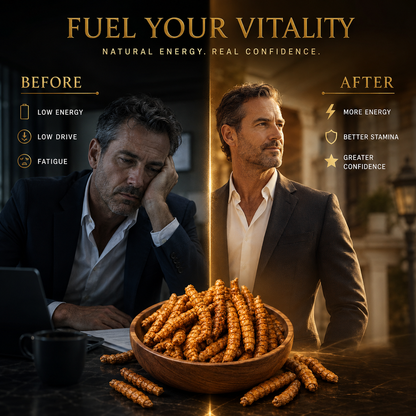 Cordyceps + Ginseng Men’s Vitality Bites – Daily Energy, Stamina & Confidence Support-JX