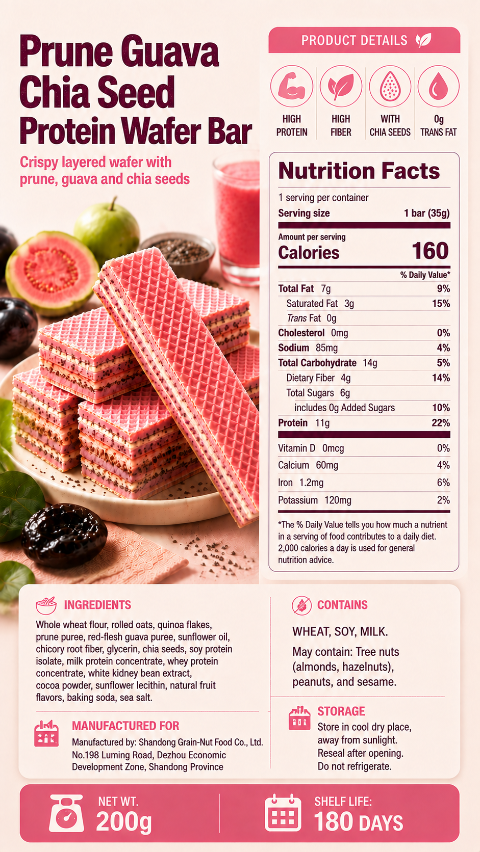 Prune & Guava Chia Seed Protein Wafer Bar-II