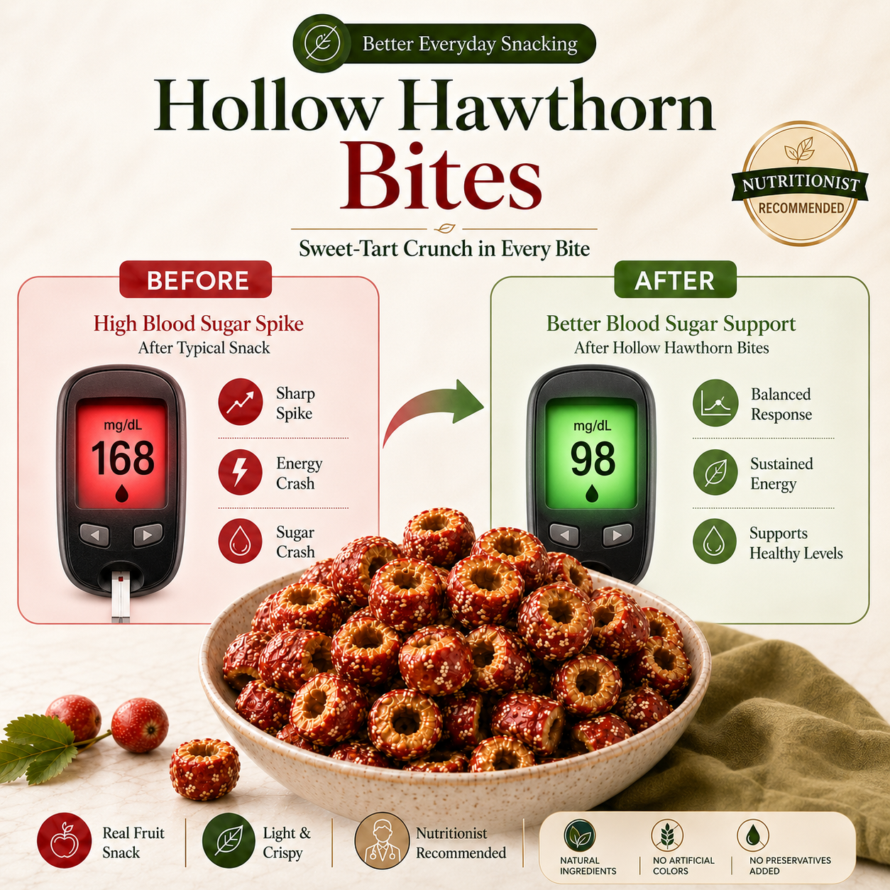 Hollow Hawthorn Bites – A Smarter Snack for Blood Sugar-Conscious Living-JX